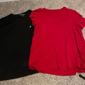 2 set of náutica red and black t shirts size L